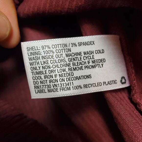 Xhilaration Corduroy Women Burgundy Adjustable Wide Leg Jumpsuit Size Large NEW - Picture 11 of 13